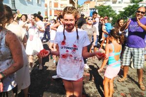 La Tomatina For Kids featuring my daughter Hayden in the tomato fight