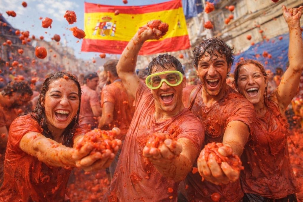 La Tomatina Tickets Tomato Fight La Tomatina Tickets featuring a group of people inside the tomato fight